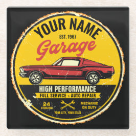 Posavasos De Vidrio Garaje Fastback Red Classic para coches personaliz
