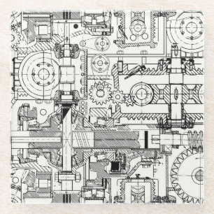 Posavasos De Vidrio Gases De Gálibo: Máquinas Técnicas Sin Marea.
