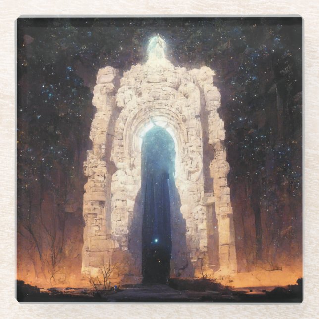 Posavasos De Vidrio Gate To Eternity Fantasy Sci-Fi Art (Anverso)