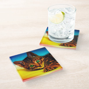 Posavasos De Vidrio Gatito