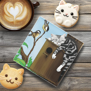 Posavasos De Vidrio Gato atigrado lindo durmiendo en una casa para páj