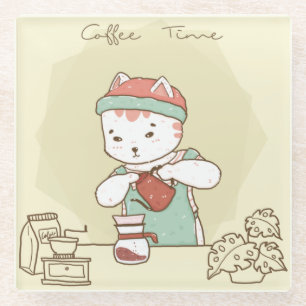 Posavasos De Vidrio Gato de café lindo
