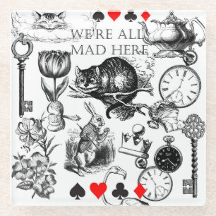 Posavasos De Vidrio Gato de Cheshire clásico alice en wonderland loco
