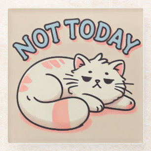 Posavasos De Vidrio Gato de dibujos animados perezoso 