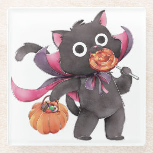 Posavasos De Vidrio Gato de Halloween