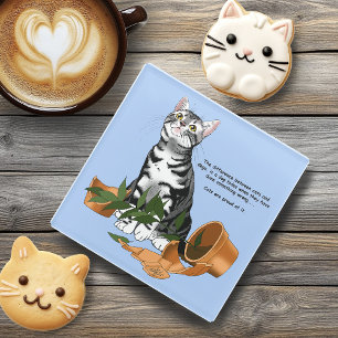 Posavasos De Vidrio Gato de malversación de planta