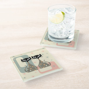 Posavasos De Vidrio Gato de mediados del siglo
