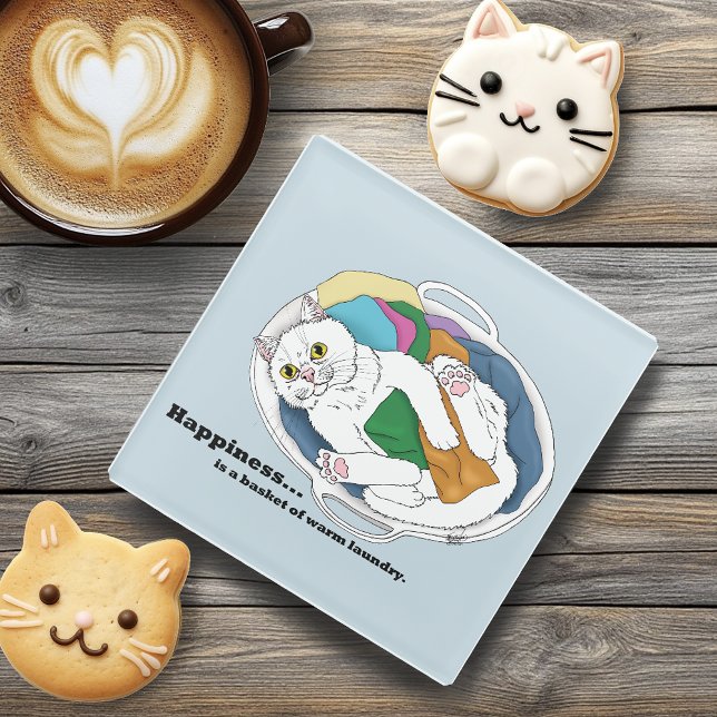 Posavasos De Vidrio Gato del día de lavado (Subido por el creador)