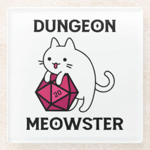 Posavasos De Vidrio Gato Dungeon Meowster Divertido