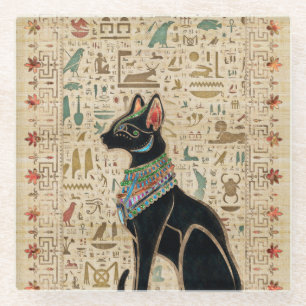 Posavasos De Vidrio Gato egipcio - Bastet en el papiro