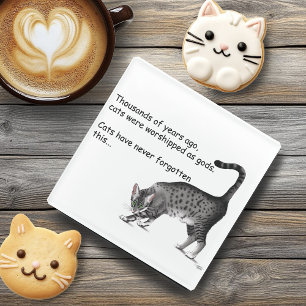 Posavasos De Vidrio Gato Egipcio Mau Gris Caprichoso Divertido