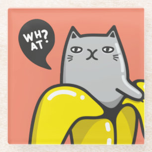 Posavasos De Vidrio Gato en banana