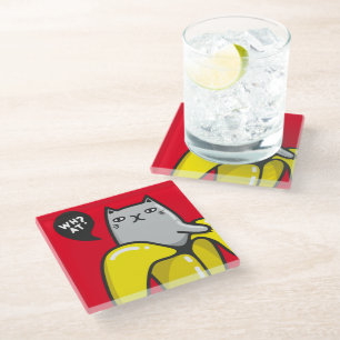 Posavasos De Vidrio Gato en banana