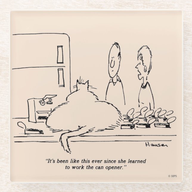 Posavasos De Vidrio Gato gordo (Anverso)