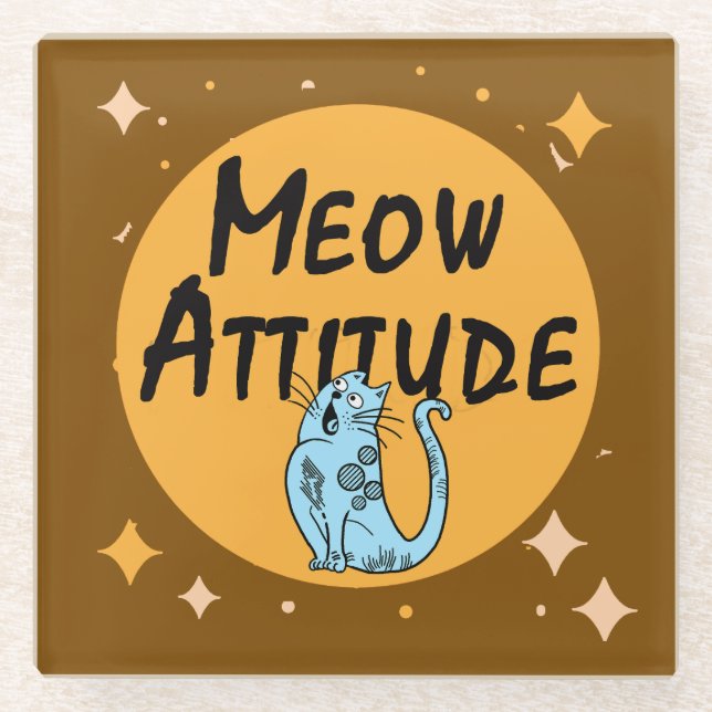 Posavasos De Vidrio gato gracioso (Anverso)