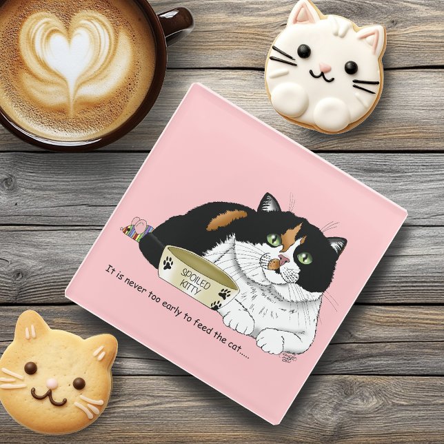 Posavasos De Vidrio Gato hambriento temprano por la mañana (Subido por el creador)