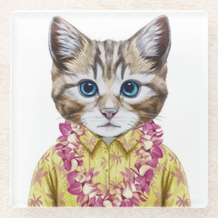 Posavasos De Vidrio Gato hawaiano del gatito