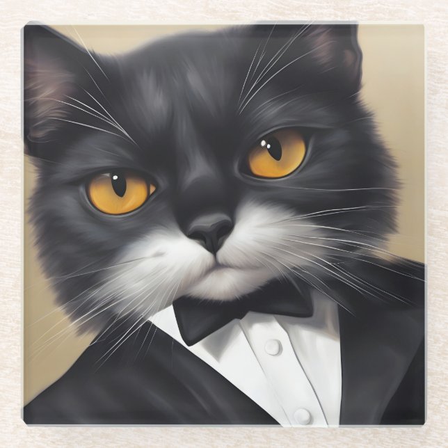 Posavasos De Vidrio Gato inteligente (Anverso)