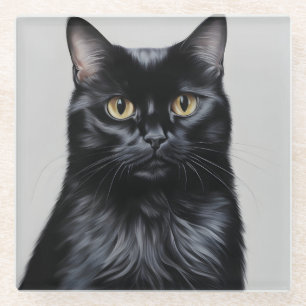Posavasos De Vidrio Gato negro