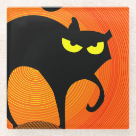 Posavasos De Vidrio Gato negro