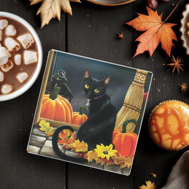 Posavasos De Vidrio Gato negro de Halloween (Subido por el creador)