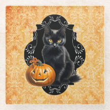 Gato negro dulce de Halloween y calabaza