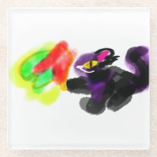 Posavasos De Vidrio Gato negro jugando otoño