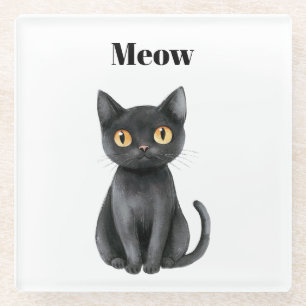Posavasos De Vidrio Gato Negro Maúllo  