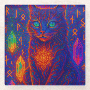 Posavasos De Vidrio Gato sagrado de neón