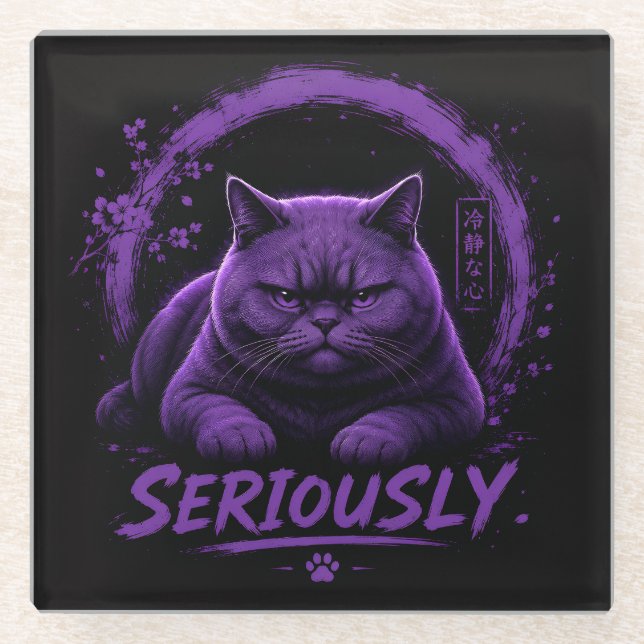 Posavasos De Vidrio Gato Serio (Anverso)