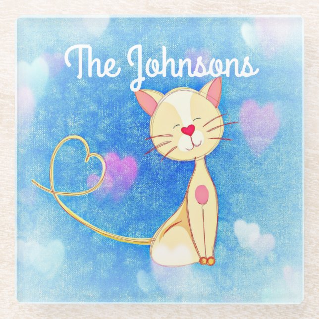 Posavasos De Vidrio Gato soñador (Anverso)