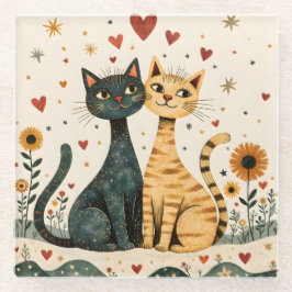 Posavasos De Vidrio Gatos Acogedores
