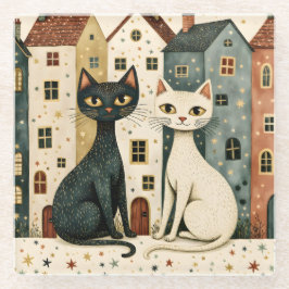 Posavasos De Vidrio Gatos Artísticos