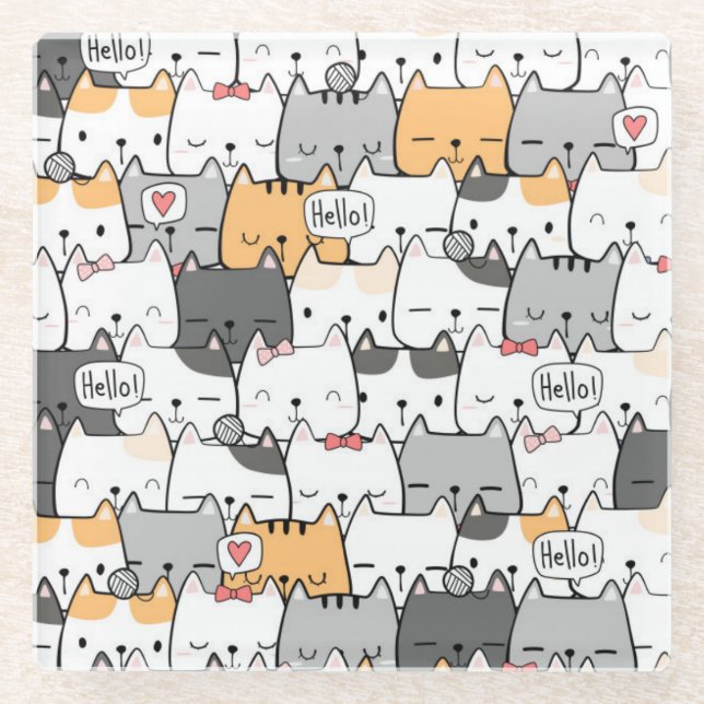 Posavasos De Vidrio Gatos cortos (Anverso)