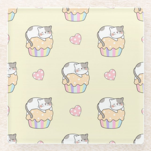 Posavasos De Vidrio Gatos cortos (Anverso)