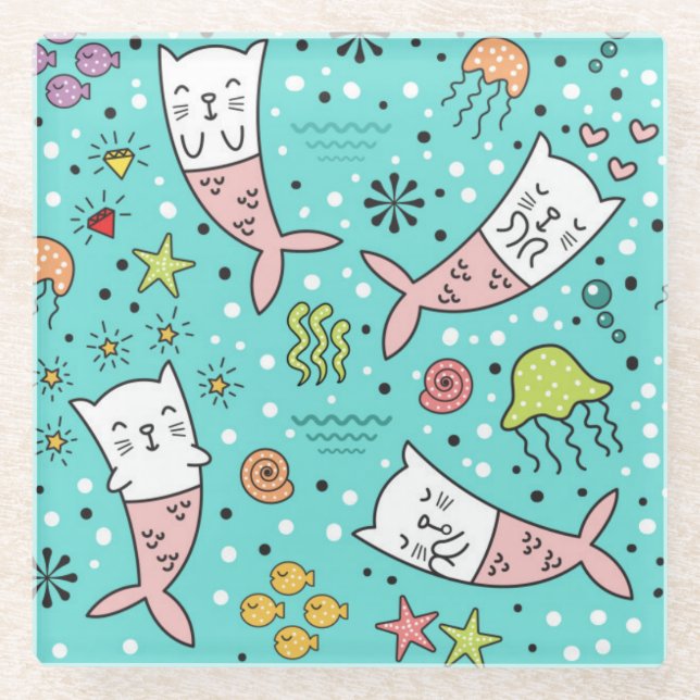 Posavasos De Vidrio Gatos cortos (Anverso)