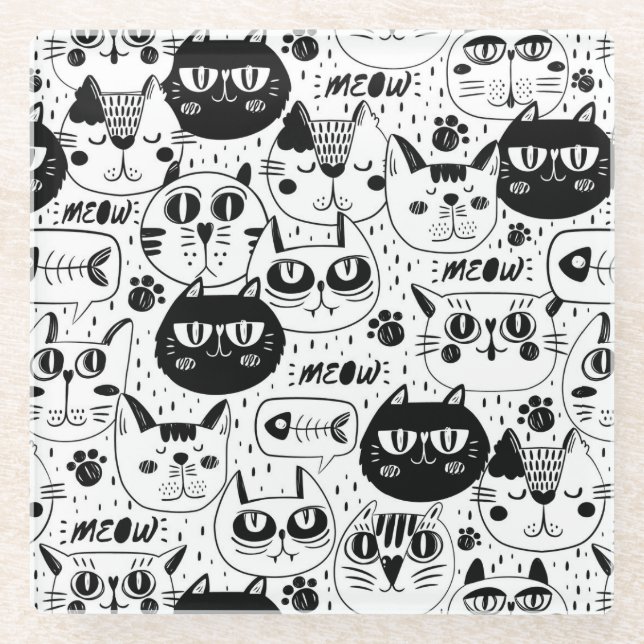 Posavasos De Vidrio Gatos cortos (Anverso)