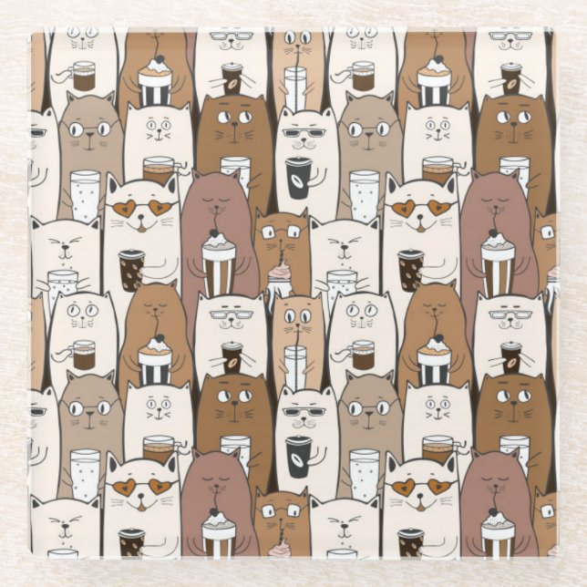 Posavasos De Vidrio Gatos cortos (Anverso)