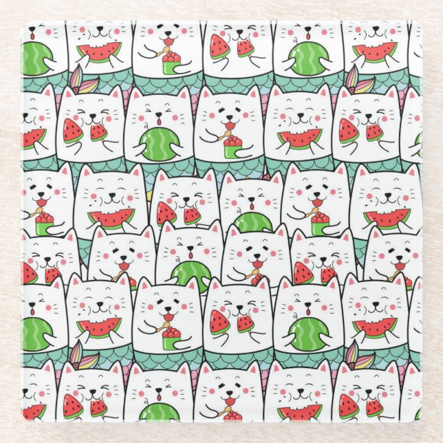 Posavasos De Vidrio Gatos cortos (Anverso)