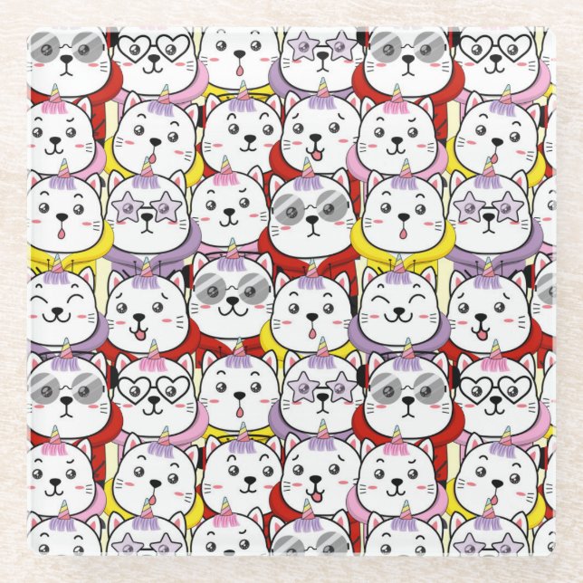 Posavasos De Vidrio Gatos cortos (Anverso)