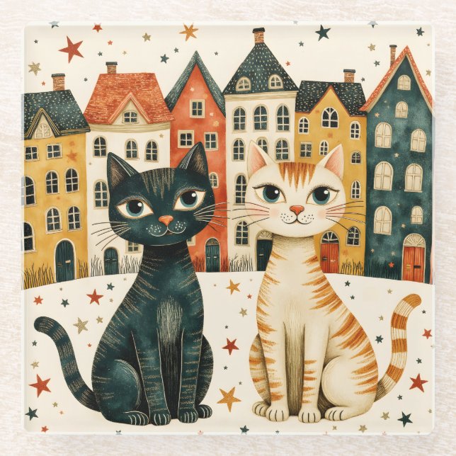 Posavasos De Vidrio Gatos Lindos (Anverso)
