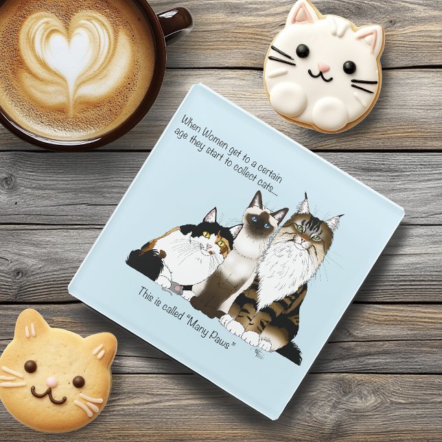 Posavasos De Vidrio Gatos muchas patas azul divertido (Subido por el creador)