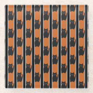 Posavasos De Vidrio Gatos Negros de Halloween Divertidos y Elegantes