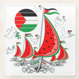 Posavasos De Vidrio Gaza: Barcos de la Flotilla de Sumuda por la Liber