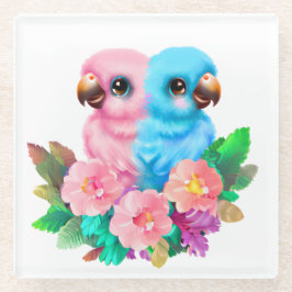 Posavasos De Vidrio Gemelos de loro para bebés