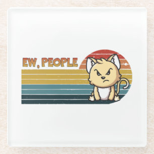 Posavasos De Vidrio Gente Divertida Linda Enojada Gatos