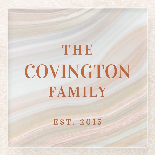 Posavasos De Vidrio Geode de mármol cálido (Anverso)