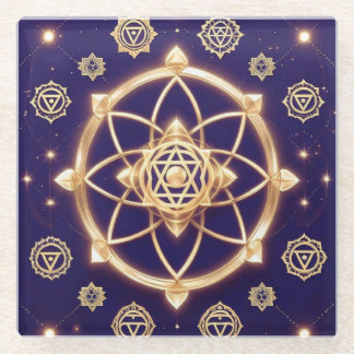Posavasos De Vidrio Geometría Celestial de la Luz — Patrón Sagrado