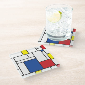 Posavasos De Vidrio Geometría Minimalista mondrina De Stijl Arte Moder