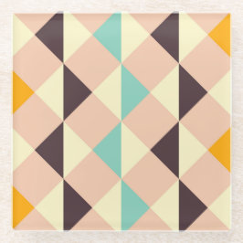 Posavasos De Vidrio Geometric pattern overlapping diamonds & triangle